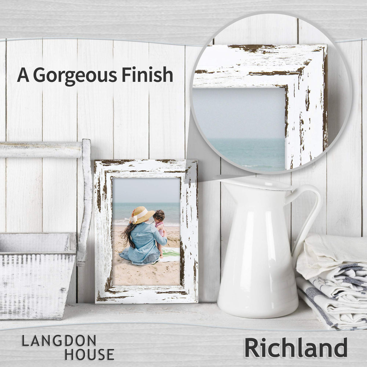 Langdon House 8x10 Picture Frames (Distressed White, 3 Pack) Farmhouse Style, Richland Collection Langdon House