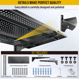 Brukid 2 Tier 1.3x4ft Garage Shelving Wall Mounted, 400 lbs Load Capacity，15.6x48inch per Shelf Height Cassette Adjustable Floating Shelves(Black) Brukid