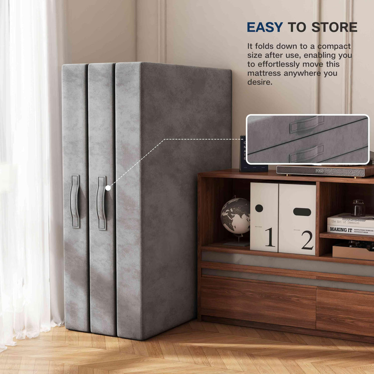 Swbvs Tri-Fold Memory Foam Mattress, 4 inch Single Folding Mattress with Washable Covers, Reversible Design, Foldable Mattress Topper for Travel&Guests 75" x 25" x 4" Swbvs