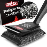GRILLART Grill Brush Bristle Free, SteamWizards [Ultra Safe & Efficient] Grill Cleaner Brush with 1 Replacement Head, for Cast Iron and Stainless Steel Grates, BBQ Grill Brush for Outdoor Grill GRILLART