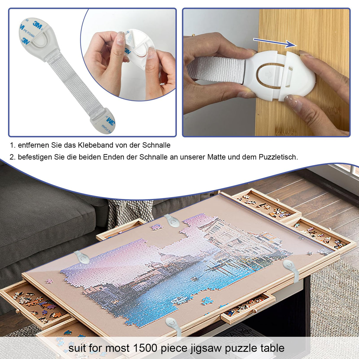 2 Roll Puzzle Board Cover Mat 34x26 Inch with 12 PCS Locking Buckles for 1500 Piece Jigsaw Puzzle Table Puzzle Table Replace Cover (Cover Mat Only) BOUTICOL