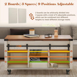 Turosur Lift Top Coffee Table with Storage, 4 in 1 Farmhouse Coffee Table with Lockable Rolling Wheels and Hidden Compartment, Center Table with 4 Sliding Barn Door for Living Room Turosur