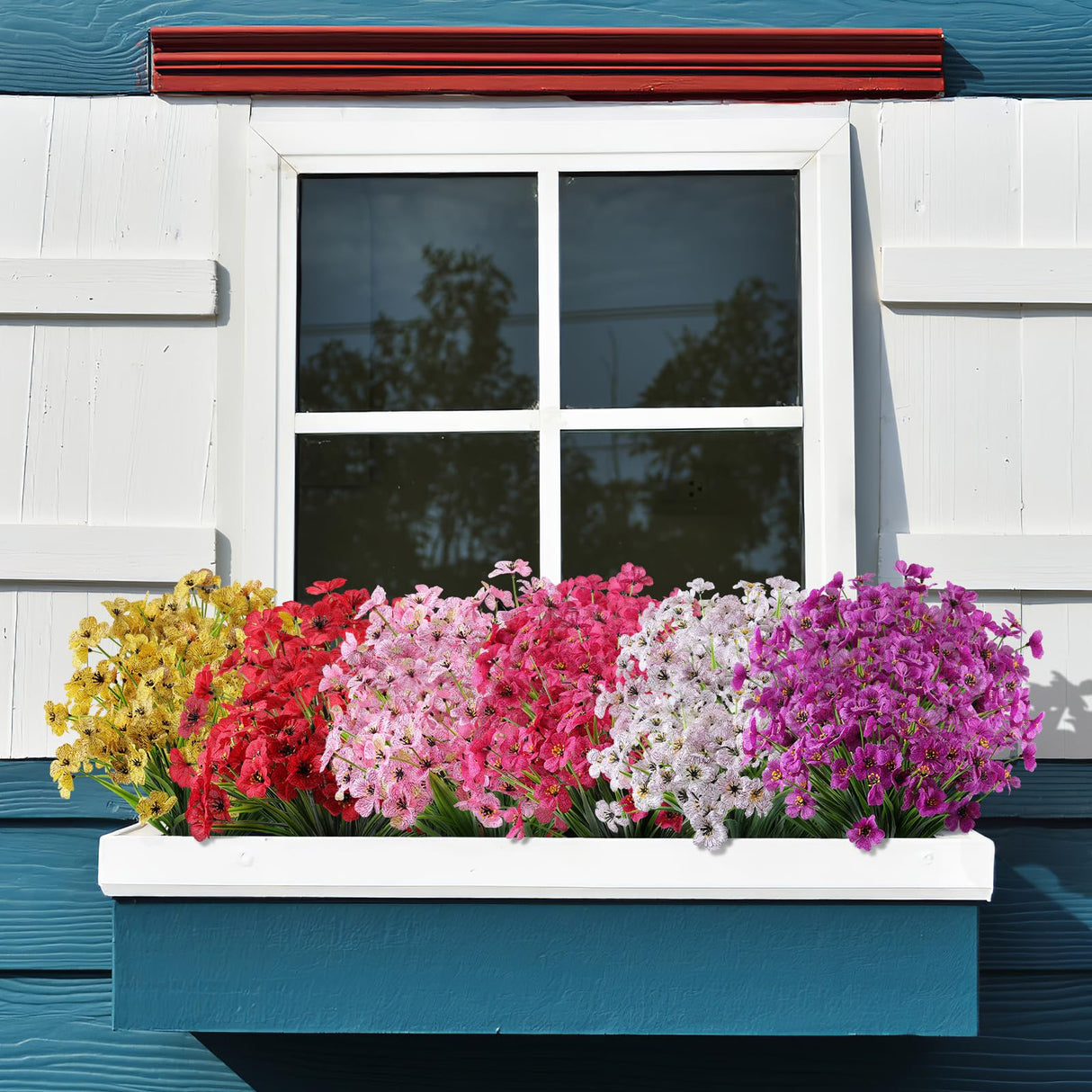AGIRL 24 Bundles Artificial Flowers for Outdoor,No Fade Fake Plastic Flowers Faux Plants for Decoration Hanging Planters Indoor Outside Garden Porch Window Box Home Wedding Farmhouse AGIRL