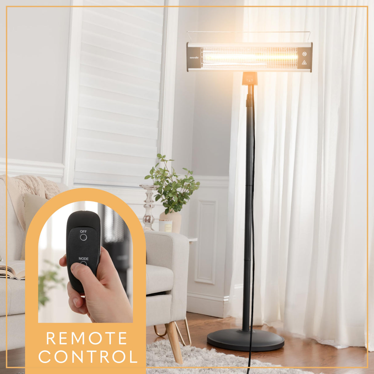 SereneLife Infrared Patio Heater, Electric Patio Heater for Indoor/Outdoor Use, Portable Stand Heater with Remote Control, 1500 W, for Restaurant, Patio, Backyard, Garage, Decks (Black) SereneLife