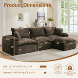 Korser 122" Sectional Couches for Living Room, Modular Boneless Couch with Deep Seat & Fluffy Cushion, Cozy Double-Layer Cushioned Sofa with Convertible Ottoman, Comfy Cloud Sofa, No Assembly Required Korser