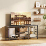 JARHETUN TV Stand for 55 Inch TV, Entertainment Center with 3-Tier Open Shelves, TV Console Table for Living Room, Bedroom, Black JARHETUN