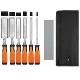 KINGBRO 6 Pcs Wood Chisel Sets, Wood Chisels for Carbon Steel Woodworking with Steel Hammer End, Durable PP+TPR High Impact Handle Wood Chisel, 6/12/19/25/32/38mm KINGBRO