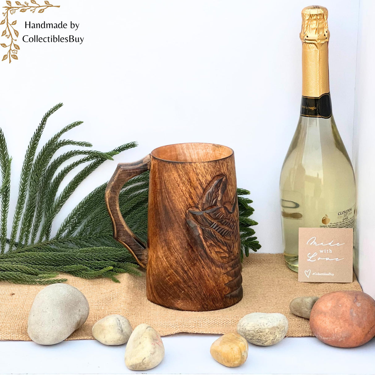 collectiblesBuy Authentic Retro Rustic Brown Hand Carved Eagle Design Embossed Large Wooden Beer Tankard Mug Food Safe for Home and Restaurants Parties Housewarming Toast Celebrational collectiblesBuy