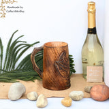 collectiblesBuy Authentic Retro Rustic Brown Hand Carved Eagle Design Embossed Large Wooden Beer Tankard Mug Food Safe for Home and Restaurants Parties Housewarming Toast Celebrational collectiblesBuy