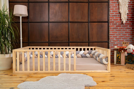Montessori Floor Bed Small Size 52x27,5"/ Height 18.90'' | Pine Tree Toddler Bed Frame, Wood Bed Frame | Gift For Kids Room Decor (Small) Generic