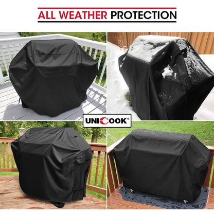 Unicook Heavy Duty Waterproof Barbecue Gas Grill Cover, 65-inch BBQ Cover, Special Fade and UV Resistant Material, Durable and Convenient, Fits Grills of Weber Char-Broil Nexgrill Brinkmann and More