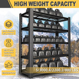 NEXVRTAU 76"H x 60"W x 24"D 5-Tier Heavy Duty Garage Shelving Unit with Wire Shelves,3000 LBS Capacity Metal Storage Rack,Adjustable Boltless Steel Shelves for Garage,Basement,Pantry,Warehouse.1 Pack Nexvrtau