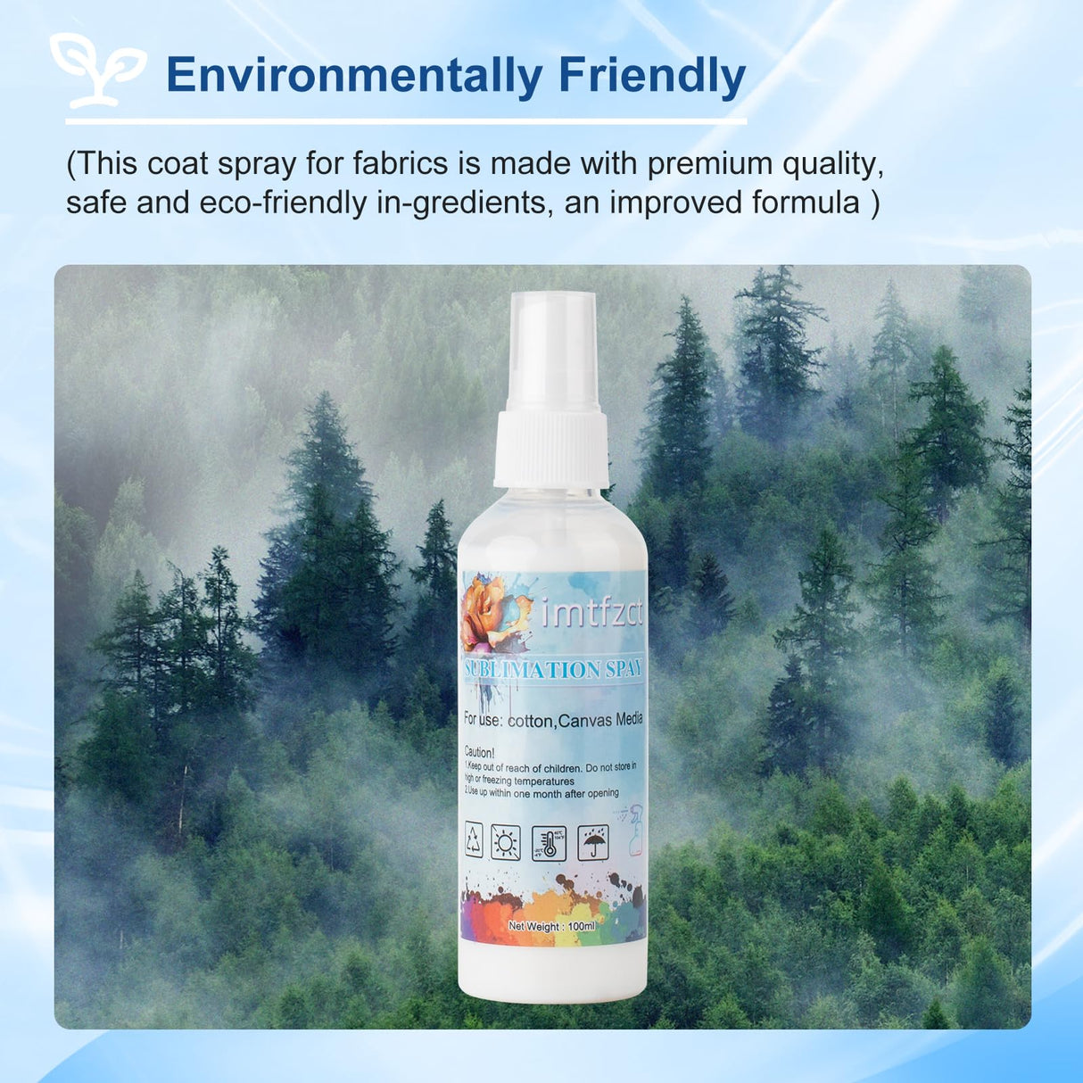 100ML Sublimation Spray for Cotton Shirts, Sublimation Coating Spray Apply All Fabric,T-Shirts, Canva, Pillow,Sublimation Spray Quick Dry & High Gloss, Super Adhesion, Waterproof imtfzct