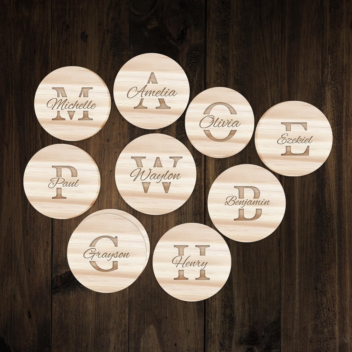 Custom Engraved - Personalized Coasters(Set of 4/6/8),Coasters for Drinks Absorbent/Coffee Table, Wooden Custom Absorbent Coasters - WoodArtSupply