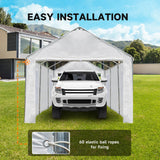 MELLCOM 10 x 20ft Carport Replacement Canopy Cover Side Wall with Window,Garage Tent Shelter Waterproof & UV Protected,White (Top and Frame Not Included) MELLCOM