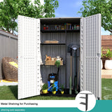 Outdoor Storage Shed,KINYING Outdoor Storage Cabinet Waterproof with Double Doors,52 Cu.ft Resin Vertical Tool Shed for Garden,Patio,Backyard,4×2.5×6.6 FT KINYING