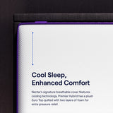 Nectar Premier Hybrid King Mattress 13 Inch - Medium Firm Memory Foam - Steel Springs - Heat Wicking Cooling Technology - 365-Night Trial - Forever Warranty,White Nectar