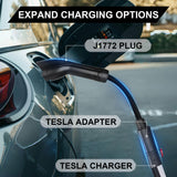 EV Adapter for Tesla to J1772, Max 40Amp 250V Portable Tesla Charge Adapter for All J1772 EVs, Compatible with Tesla Powered Connectors, Destination and Mobile Chargers, Safety Lock Easy to Connect KTOEBYCO