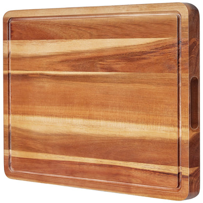 Wood Cutting Boards for Kitchen, Large cutting board 17 x 13 Inch, BEZIA Acacia Wooden Carving Board for Meat, Turkey, Vegetables, BBQ, Cheese - - WoodArtSupply