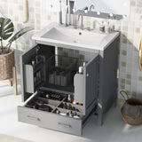 Merax 30" Bathroom Vanity with Single Sink, Combo Cabinet Undermount Sink, Bathroom Storage Cabinet with 2 Doors and a Drawer, Soft Closing, Multifunctional Storage, Solid Wood Frame, Gray Merax
