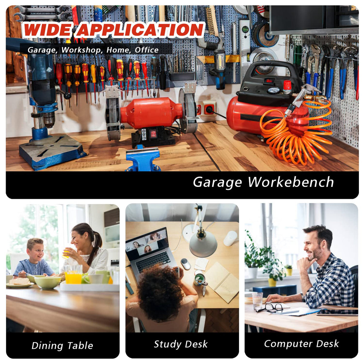 60" Adjustable Workbench with Drawer Storage, Heavy Duty Rubber Wood Work Table with Power Outlet and 4 Lockable Wheels, 2000 LBS Load Capacity Workstation for Garage, Home, Office SGmory