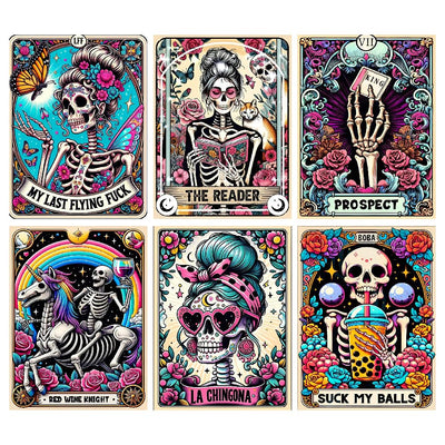 LWZAYS 6 Packs DIY Skull Diamond Painting Kits for Adults, Halloween Skull Tarot Diamond Art Kits for Beginners, Full Round Dots Diamond Arts and Crafts for Home Wall Decor Gifts(12x16 inch)