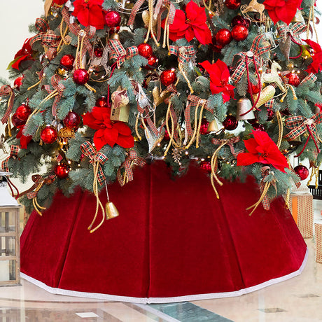 Christmas Tree Collar Red Velvet Folable Christmas Tree Ring Tree Skirt for Artificial Trees Base Stand Cover Christmas Tree Decoration Hxezoc