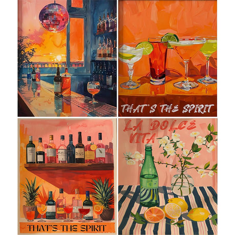 Paint by Numbers for Adults and Kids Beginner, 4 Pack Pink Wine Glass Painting by Number Kits On Canvas, Number Artist Paint by Number Kit DIY Oil Painting Acrylic Paints, Home Wall Decor 7.8x11.8in Fairyland JinWenn