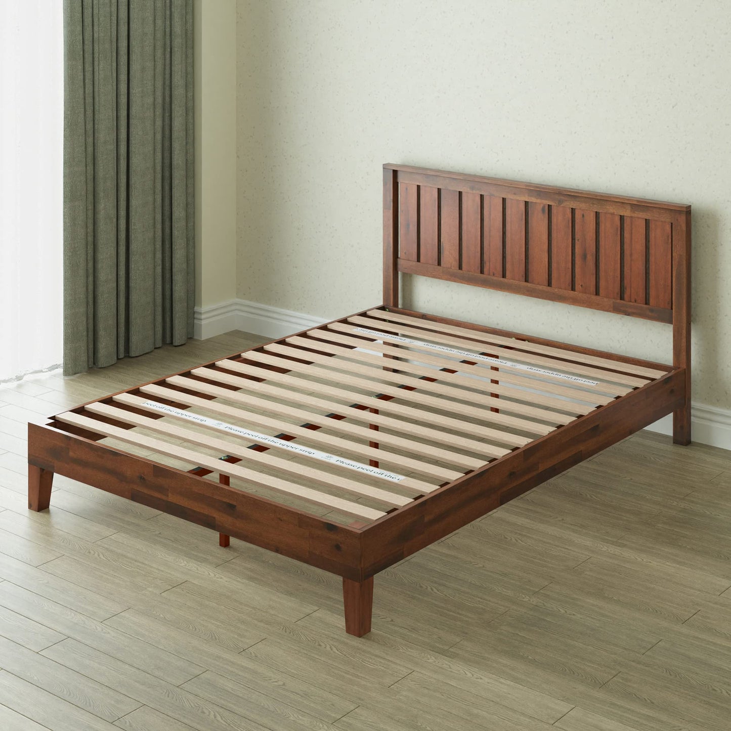 Zinus Vivek Deluxe Wood Platform Bed Frame with Headboard - Easy Assembly King Size, No Box Spring Needed - WoodArtSupply