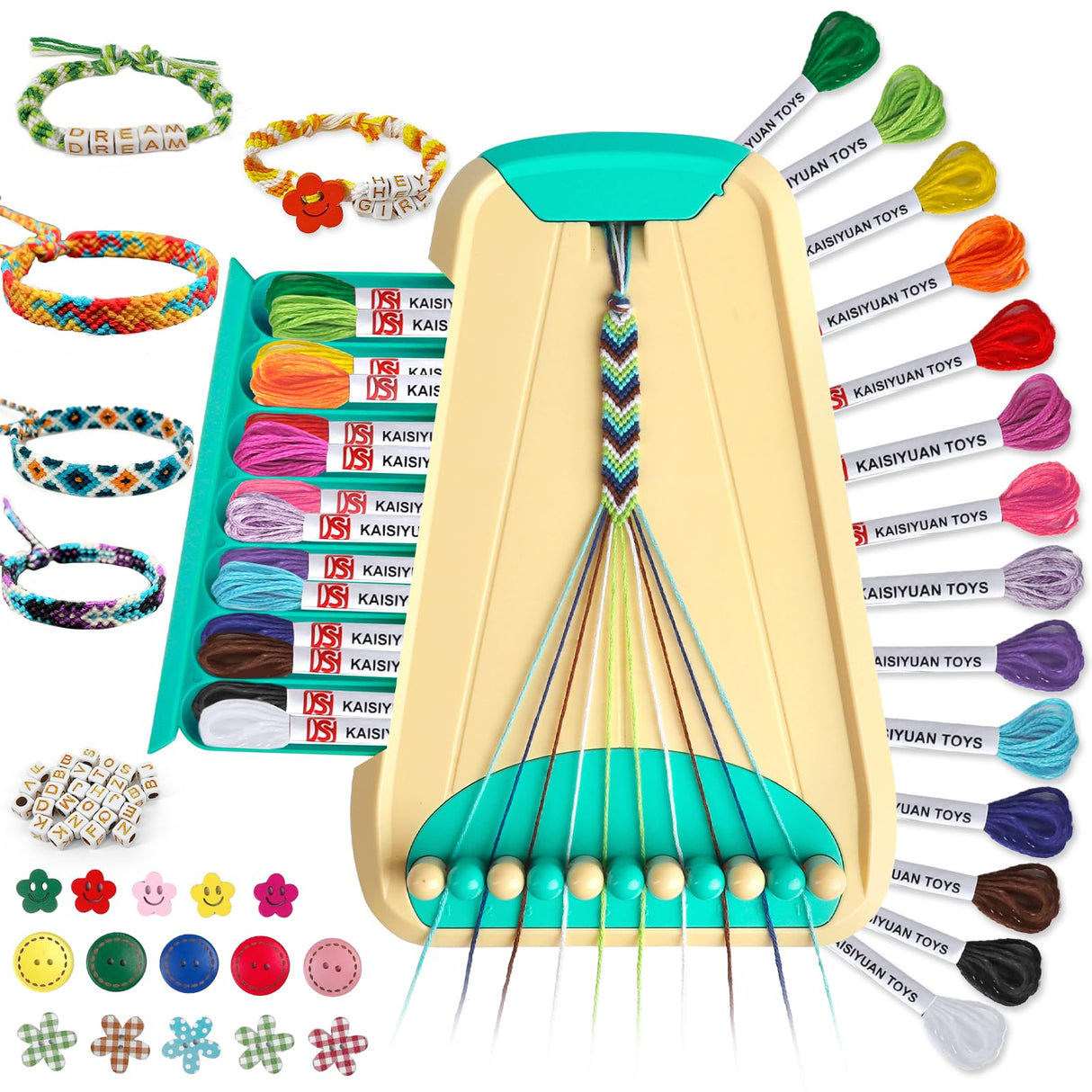 Arts and Crafts for Kids Ages 8-12,Friendship Bracelet Making Kit for Girl,Kids Jewelry Making Kit with 28 Pre-Cut Threads,Christmas Birthday Gifts for Ages 6 7 8 9 10 11 12 Year Old Cyan Maynacs