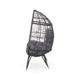 GDFStudio Valerie Outdoor Wicker Swing Chair with Cushion, Gray and Dark Gray GDFStudio