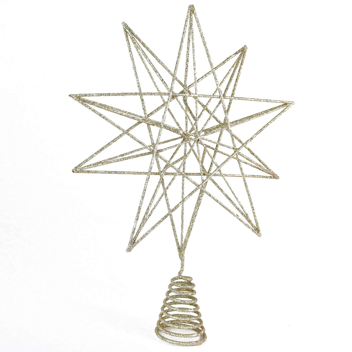 Ornativity Glitter Star Tree Topper - Christmas Sparkly Metal 3-D Dimensional Hallow Wire Star Xmas Tree Top Decor Ornament Decorations for Trees 13" Ornativity