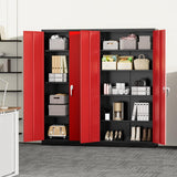 Greenvelly Metal Garage Storage Cabinet with Doors and Adjustable Shelves,72" Black Red Locking Steel Garage Cabinet,Storage Cabinet with Lock, Metal Tool Cabinets for Garage,Home Office,School Greenvelly