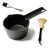 Pajaso Design - Cast Iron Basting Pot Set for Grill Cooking - Melting Pan for BBQ - Complete with Glaze Brush and Sauce Mop Pajaso Design