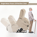 Power Lift Chair for Elderly, Electric Recliner Chair with 8-Point Vibration Massage and Lumbar Heating, Charging Ports, Cup Holders, Standing Assistance Reclining - Ivory White Luxlen