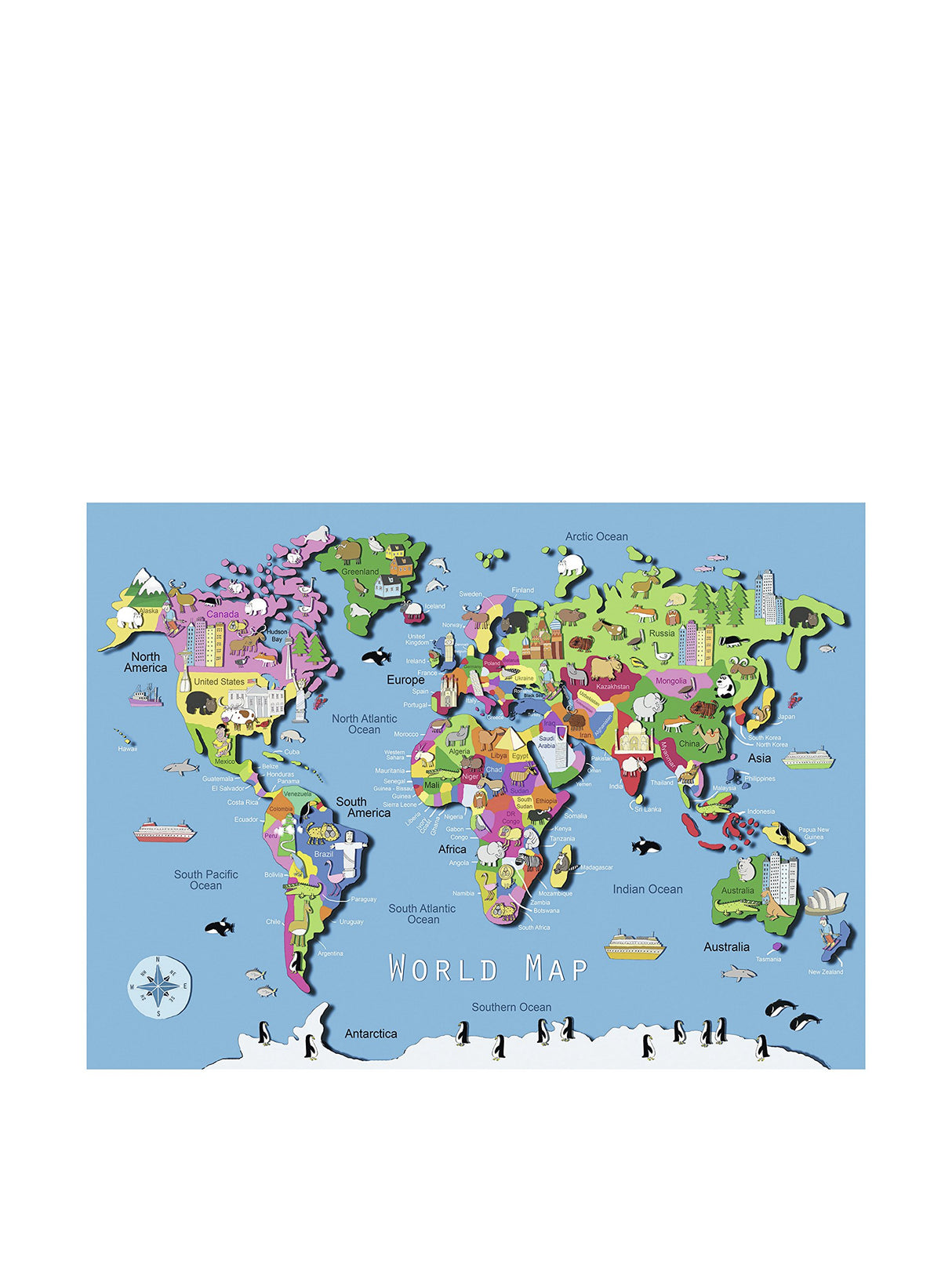 Ravensburger World Map Jigsaw Puzzle | 60 Unique Pieces | Ideal for Kids | Skill-Enhancing Excellent Gift for Birthdays and Holidays Ravensburger