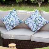 MIXPATIO Patio Furniture Set, 6 Pcs Wicker Outdoor Conversation Set, 2 x Single Chairs, 1 x 3 Seater Sofa and 2 x Ottoman with 4" Thick Cushion and 56" Fire Pit Table, Beige MIXPATIO