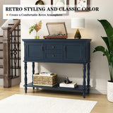 ARTPOWER Console Table with 2 Door, Open Storage Shelf and Retro Entryway Table with 2 Drawers Cabinets, Accent Table, Behind Couch Table for Living Room, Foyer and Hallway, Blue ARTPOWER