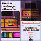 WLIVE TV Stand up to 70 Inch TV, 63" Entertainment Center with LED, TV Media Console with 3-Tier Storage Shelves for Living Room and Bedroom, Black WLIVE