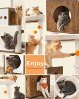 Feandrea Cat Tree with Litter Box Enclosure, 2-in-1 Modern Cat Tower, 72.8-Inch Tall Cat Condo with Scratching Posts, Perch, Caves, Basket, Washable Cushions, Rustic Brown UPCT116X01 Feandrea