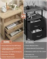 SHEEPPING Rattan Nightstands Set of 2 - Bedside Tables with 2 PE Rattan Drawers, Boho Night Stand with Open Wood Shelf, Farmhouse Bed Side Table/End Table for Bedroom Living Room, Natural, 25.5" H SHEEPPING