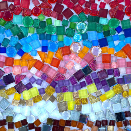 LITMIND 1.1LB Assorted Colors Irregular Crystal Glass Mosaic Tiles - Perfect for Art Crafts, Mosaic Making Projects, Home Decor, and More LITMIND