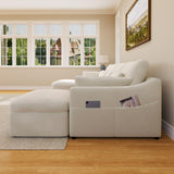ISHUHL Cloud Modular Sectional Sofa, 124" Oversized Sectional Couches for Living Room, Convertible Deep Seat Sofa Set, Corduroy U Shaped Couch with 2 Ottoman (Beige) ISHUHL