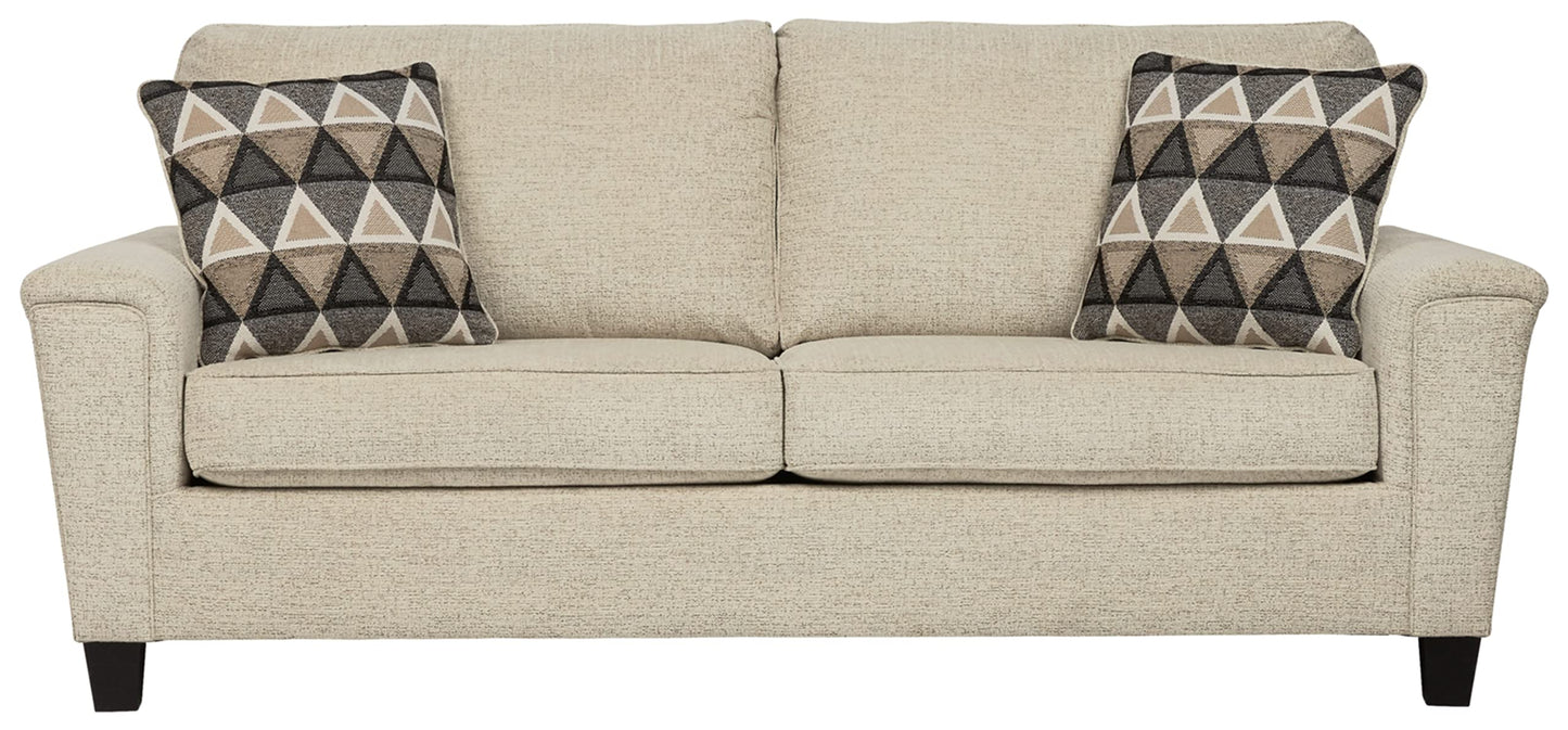 Signature Design by Ashley Abinger Chenille Contemporary Loveseat with 2 Accent Pillows, Beige