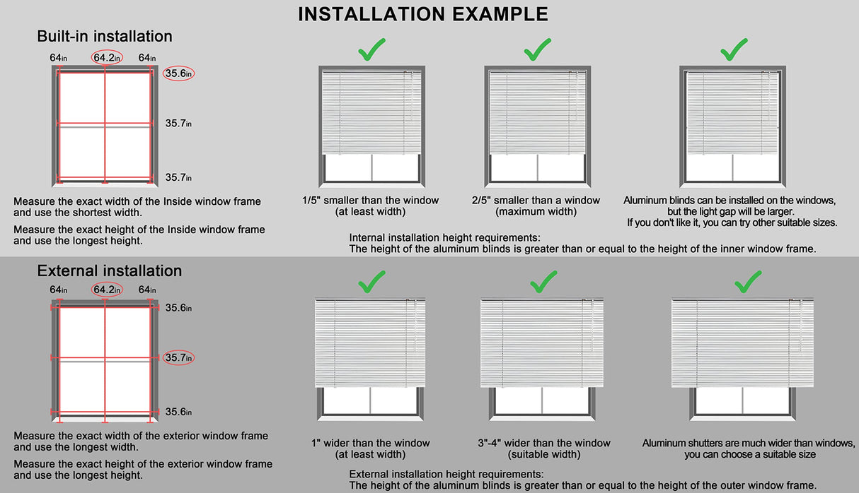 YIIBAII Mini Blinds Suitable for 25" W x 64" H Windows 1" Aluminum Horizontal Venetian Blinds Darkening with Rope and Pole can Mounted Inside or Outside YIIBAII