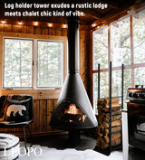 LEOPO Industrial Fireplace Log Holder Tower, Frame Indoor Outdoor Log Holder, Heavy Duty Wood Rack for Firewood LEOPO