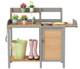 Wooden Potting Bench Table with Sink,Outdoor Garden Table Work Bench with Storage, Workstation for Outside Patio Lawn SoliWood