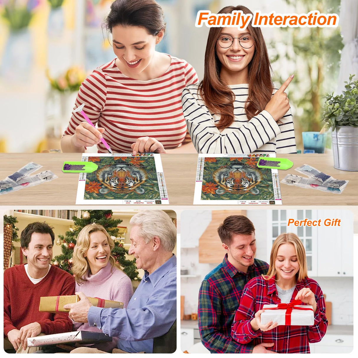 Anuver Full Drill Diamond Art Kits for Beginner, Tiger 5D Diamond Painting Kits for Home Wall Decor, 12x12 Inch, Diamond Gem Kits for Adults Anuver