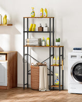 CHOEZON Over The Toilet Storage, 6-Tier Bathroom Organizer Shelf, Over-Toilet Storage Cabinet with Toilet Paper Hook, Space Saving, for Bathroom, Laundry, Entryway, Rustic Brown and Black TTS02BF CHOEZON