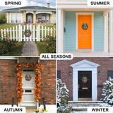 Interchangeable Seasonal Welcome Sign for Front Door, Rustic Round Wood Wreath Wall Hanging Decorations, for Spring Summer Fall Winter All Holiday Halloween Christmas Farmhouse Outdoor Home Decor Super Holiday